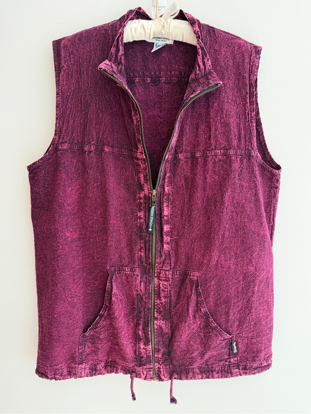 VINTAGE Ezze Wear Outdoors Honey-Komb Cotton Zip Front Vest Acid Wash Layer 90's